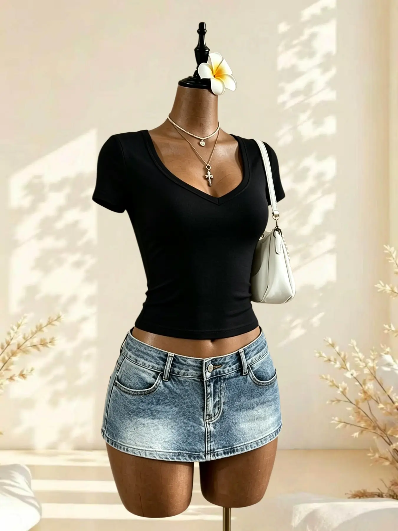 Women's Slim Fit V-Neck Short Sleeve Top, Solid Color Basic T-Shirt, Street Fashion Layering Shirt, Casual Daily Wear