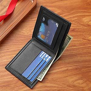 Men's Short Wallet Money Clip Pu Leather Horizontal Wallet Coin Purse Red