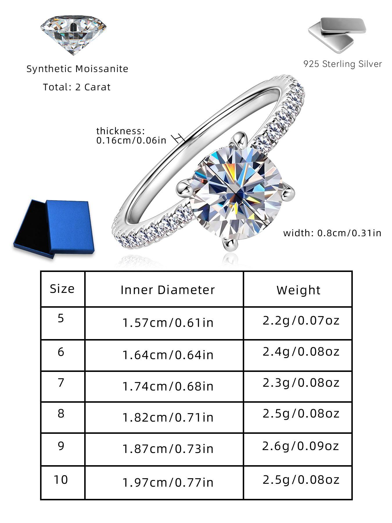 S925 Sterling Silver Ring, Luxury Wedding Engagement Ring for Women, Fashion Jewelry for Party, Daily Decor, Trendy All-match & Exquisite Jewelry for Birthday Gift