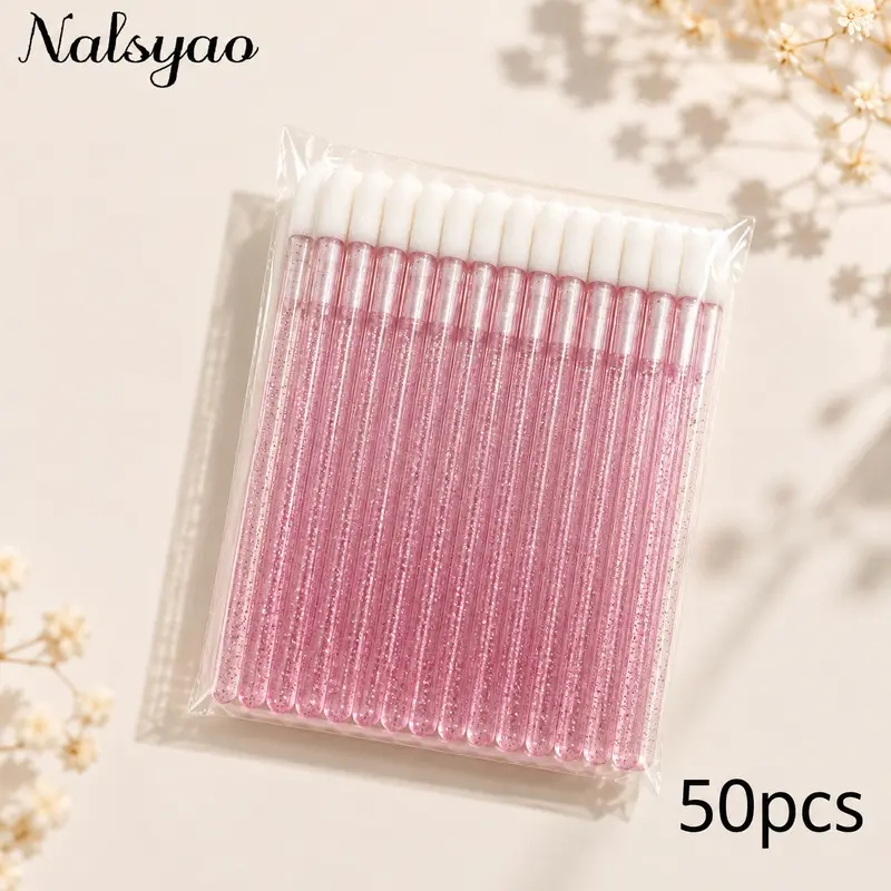 50Pcs Disposable Crystal Lip Brushes | Applicator Wands for Even Lipstick & Gloss Application, Soft Tips Gentle on Lips, Micro Makeup Tools