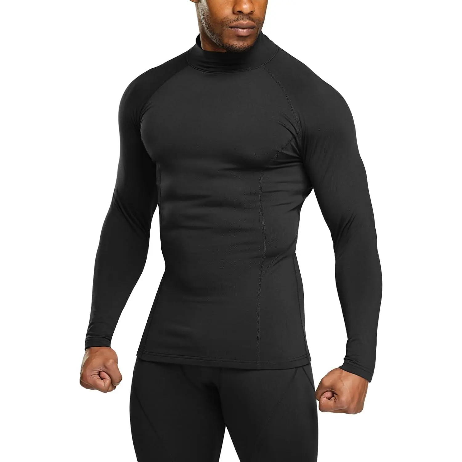 Men's Thermal Long Sleeve Compression Shirts, Mock Turtleneck Winter Sports Running Base Layer Top(Gift)