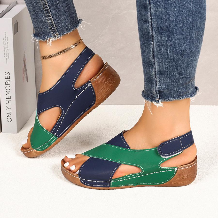 Women's Color Block Thick-Soled Sandals, Versatile Open-Toe Classic Summer Shoes, Women Shoes