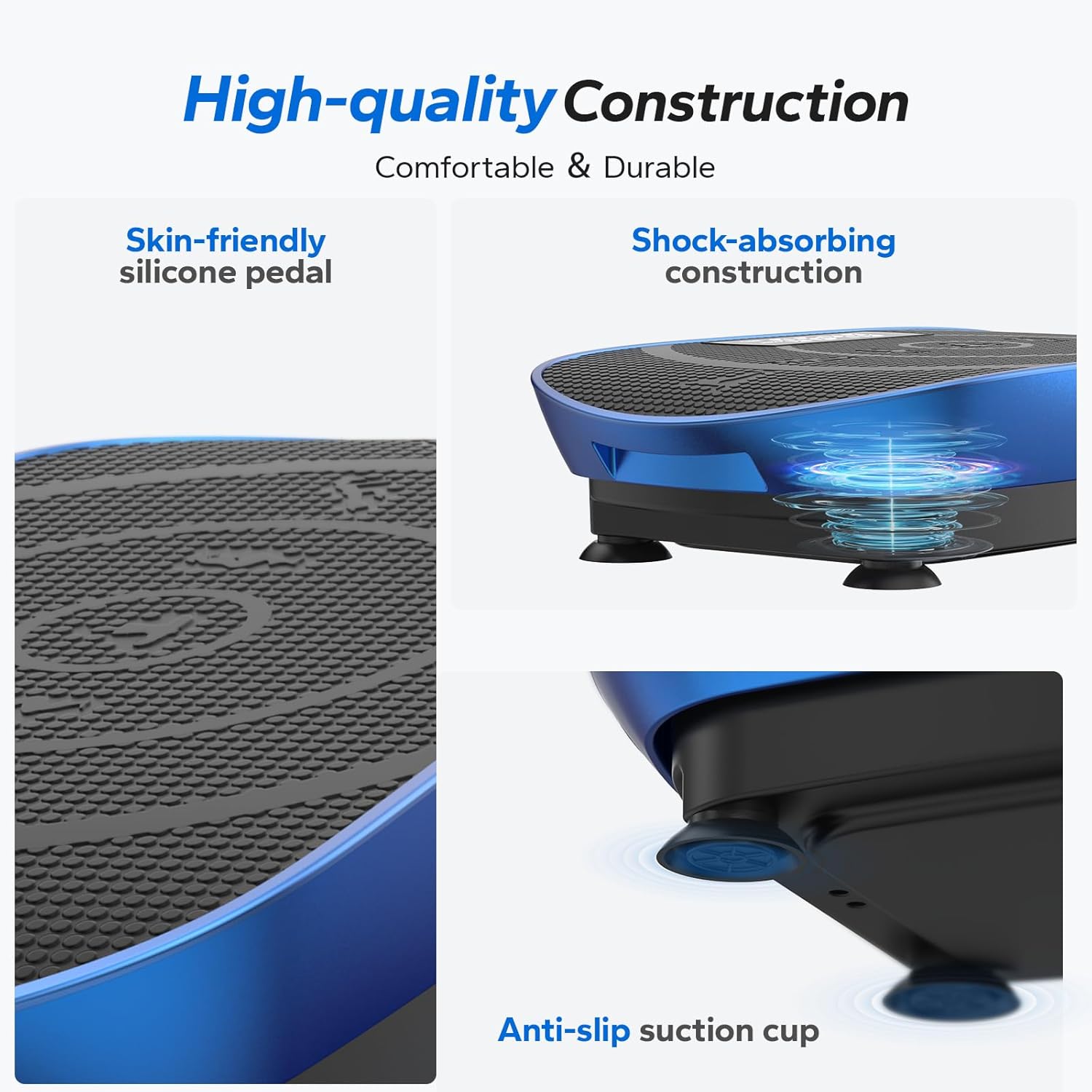 Vibration Plate Exercise Machine, Whole Body Workout Equipment for Women, Bluetooth and Silicone Pedal, Vibration Plate with Auto Mode, Vibrate Fitness Platform for Home