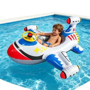 New model aircraft seat boat, children's seat ring inflatable swimming ring, outdoor water play toy with steering wheel swimming ring