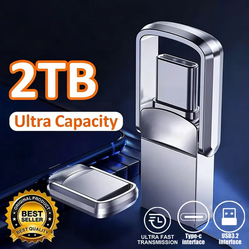 USB Adapter Flash Drive 2TB 3.2 Type C PenDrive Memory Stick  2TB Pen Drive Flash Disk for PC Smartphone Storage U Disk