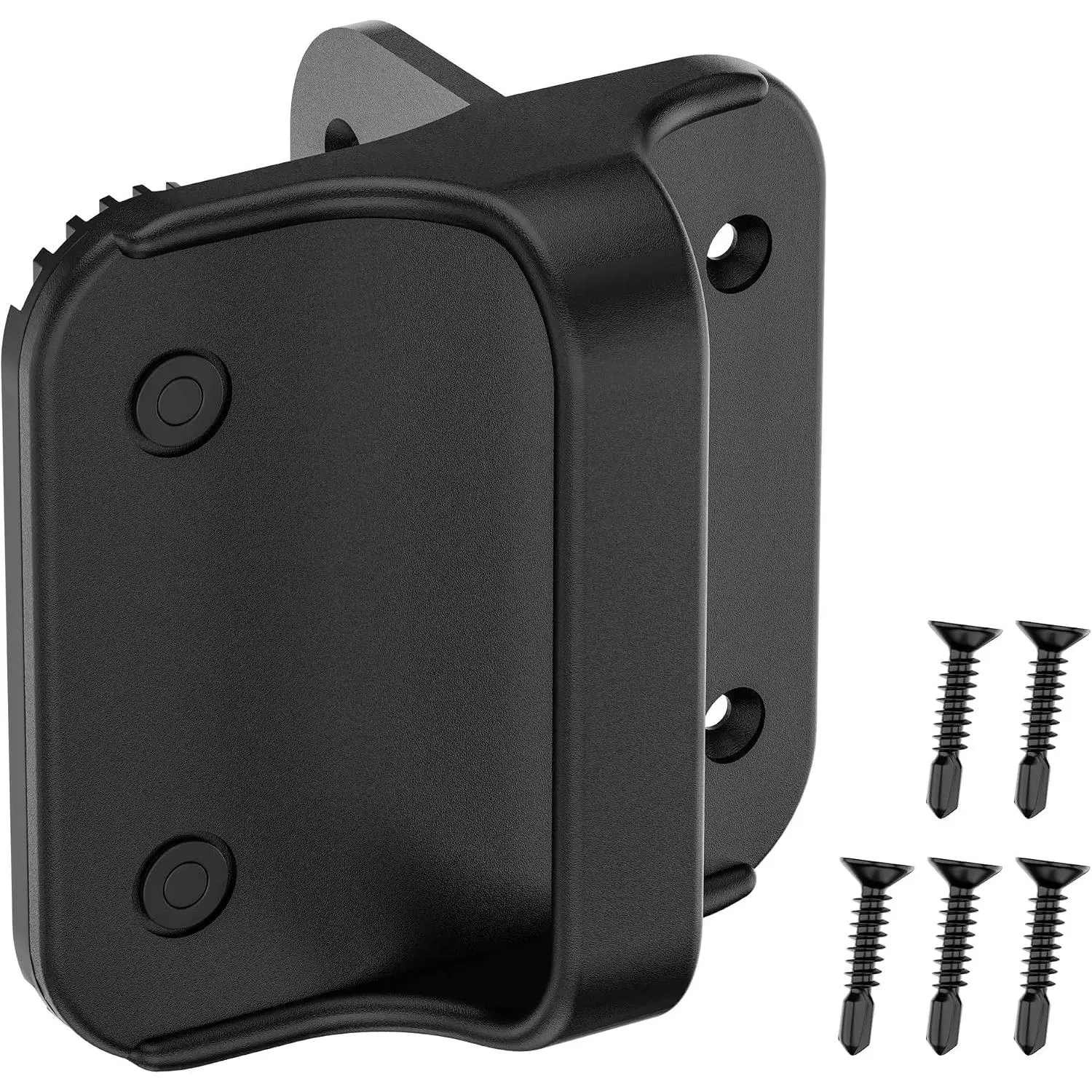 4-1/2” Black Nylon Polymer Gate Handle for Outdoor Fence, Sturdy Fence Gate Stop with Bumper Gate Stopper for Vinyl, Wood, Metal Gates, Fence Gate Hardware, Fasteners Included