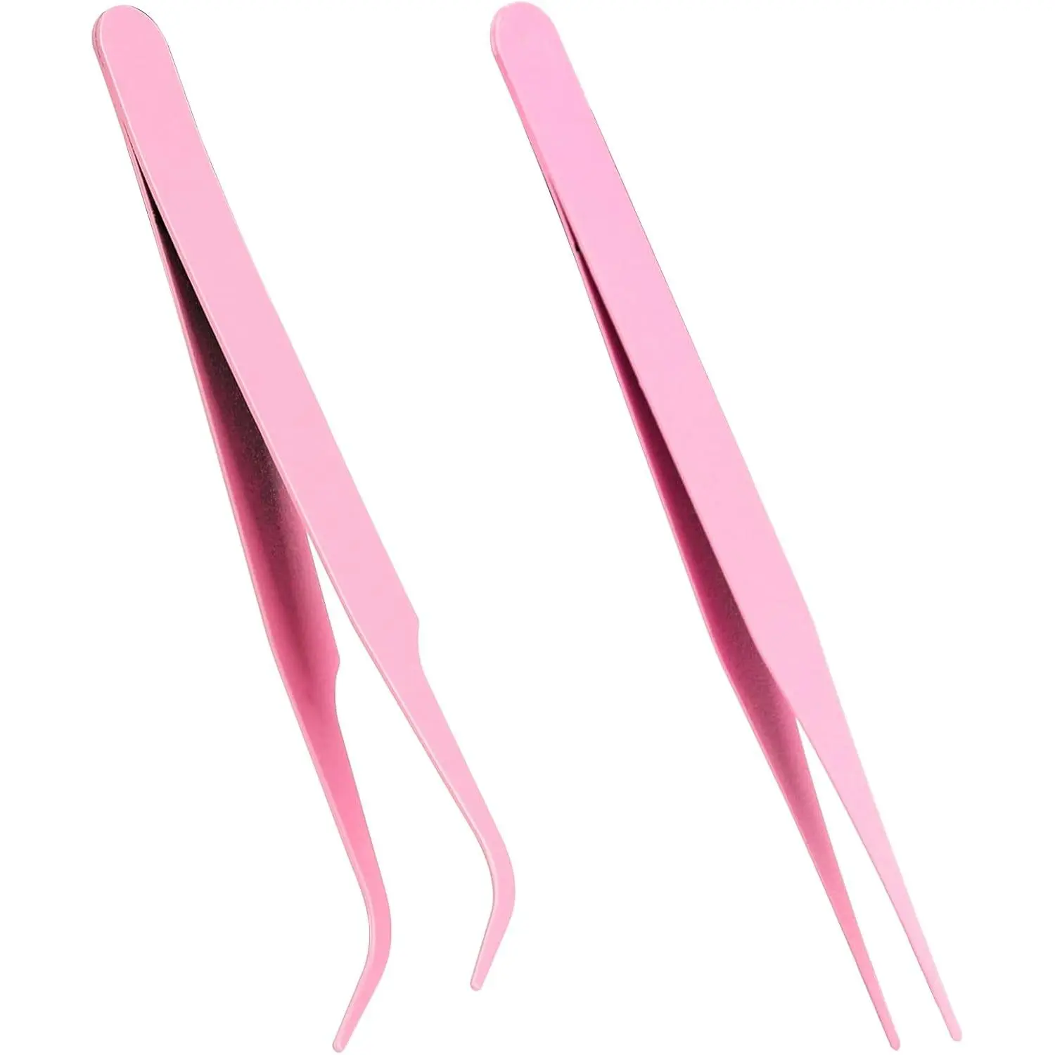 Stainless Steel Sticker Tweezers Kit - 2 PCS Multipurpose Straight and Curved Tip Tweezers for DIY, Jewelry Making, Cardmaking, Scrapbooking, Model Crafting