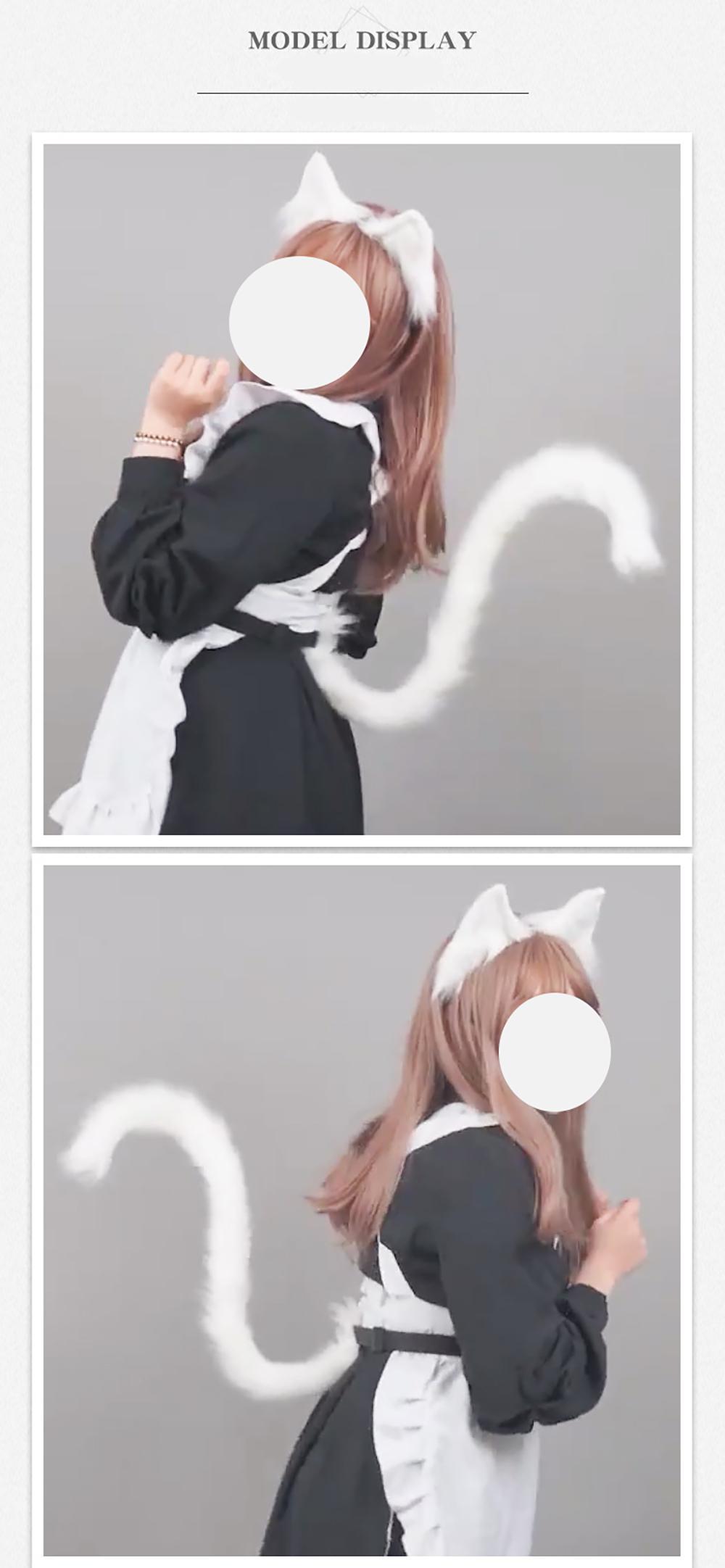 2Pcs/set Plush Cat Ears Tail Set Realistic Lolita Headband Cat Tail  Props Hand-made Simulation Animal Ears