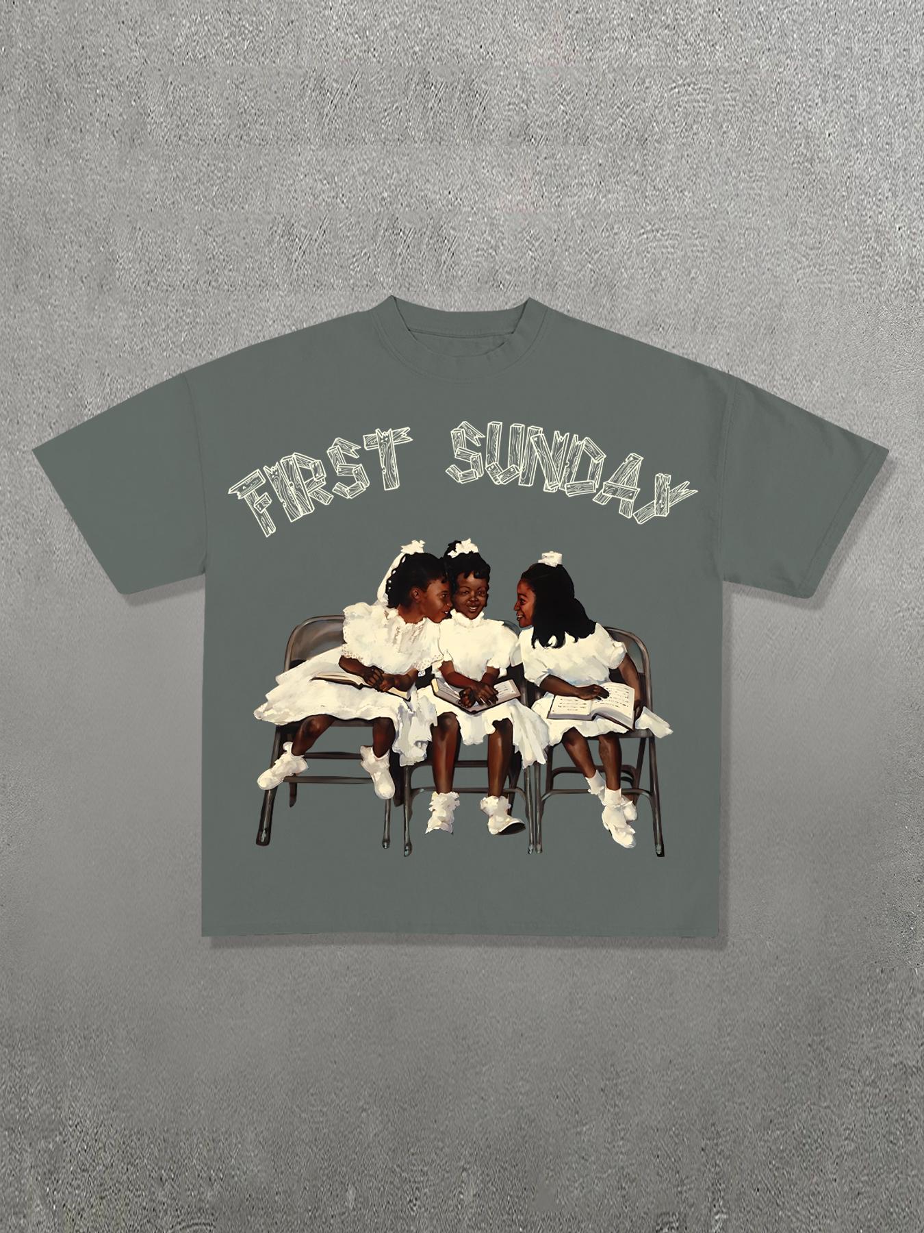 Men's Regular Fit Girl & Letter Print Round Neck Tee, Casual Short Sleeve Crew Neck T-shirt for Summer, Men's Top for Daily Wear, Casual Style Tee