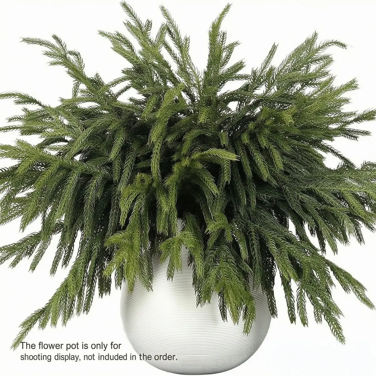 12 Pcs Christmas Norfolk Pine Branches, 18" Artificial Soft Greenery Stems, Flexible Wire, Vase Filler, Garland, Wreath, DIY Crafts, Indoor Outdoor Decor