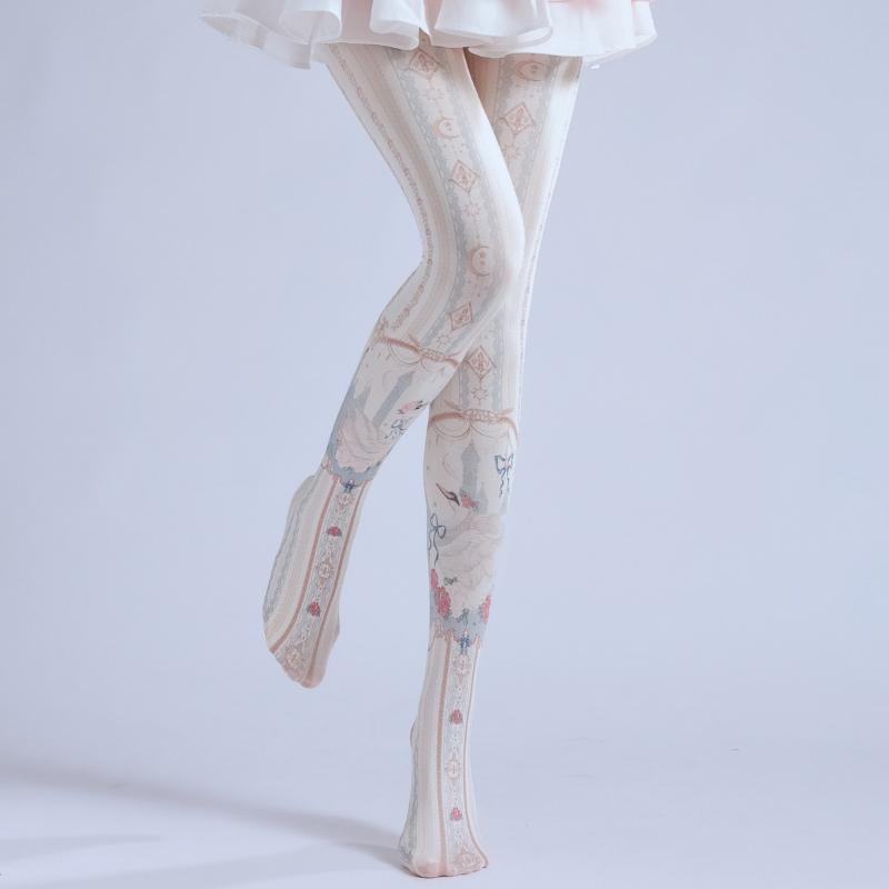 New Printed Pantyhose, Gorgeous Patterned White Pantyhose, Girl COS Socks, Cute With Comfortable Base Socks, Personalized Girly Socks butt pad lace  pajamas warm woman sexy  cloth