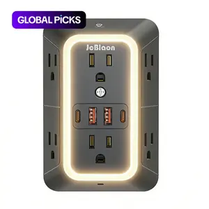 Smart Multi-Plug Outlet with Touch Night Light, 3 Dimmable Levels, Surge Protector, 6 Wide AC Outlets, 4 USB Ports (2 Type-C), 10-in-1 USB Wall Charger and Power Adapter for Home, Office, College Dorm and Travel #GLOBAL PICKS