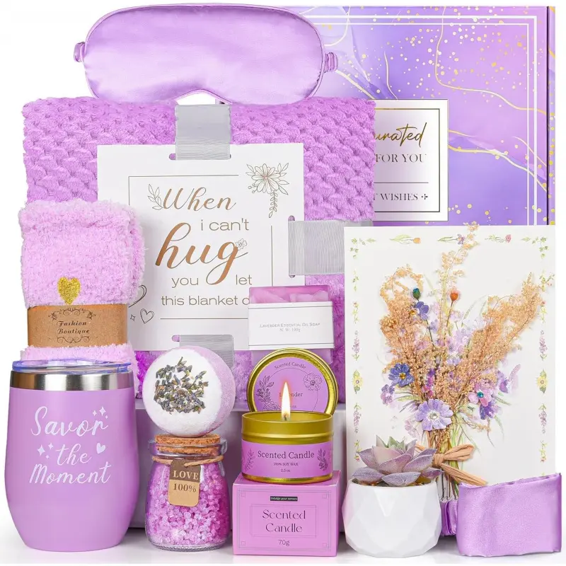 Birthday Gifts for Women: 11pcs Get Well Soon Gifts Basket, Lavender Spa Care Package After Surgery, Luxury Cancer Care Set,Unique Self Care Gift Box for Mom Her Friend Sister Wife Grandma Girlfriend