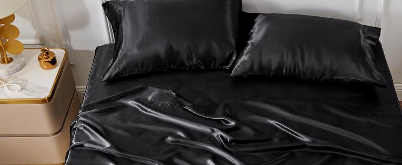 BEDELITE Satin Sheets Bed Set Luxury Soft Ivory White Summer Edition Reversible Microfiber Bedding Twin Full Queen King Sizes Deep Pocket Fitted Sheet for Hair and Skin Care Valentine's Day gift