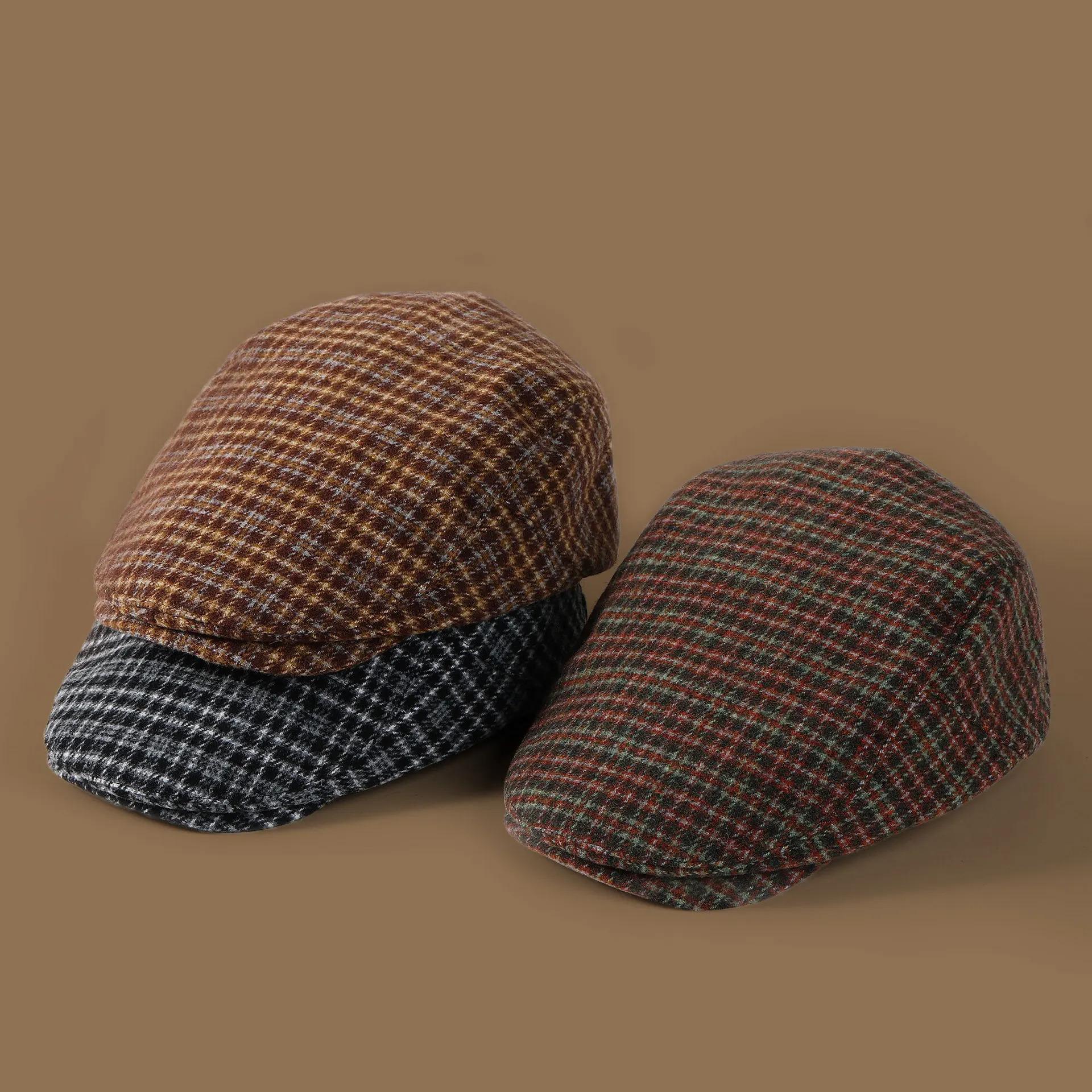Autumn Winter Plaid Hats Women Berets Spring Newsboy Cap Women Vintage Flat Ivy Hats Golf Driving Cap Casquette