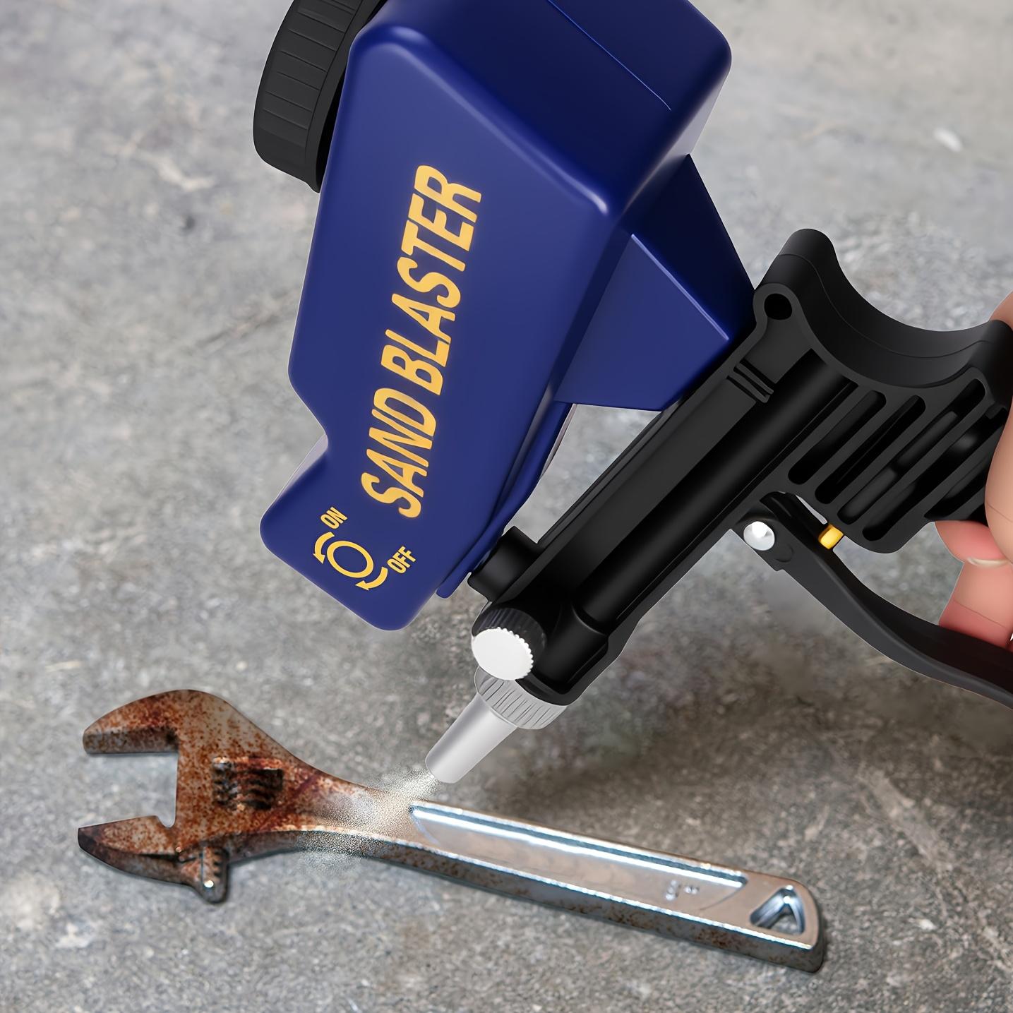 Portable Ergonomic Sandblaster for Paint and Rust Removal, 600cc Capacity, Adjustable Gravity Feed, Compatible with Multiple Abrasives, Sandblasting Tools