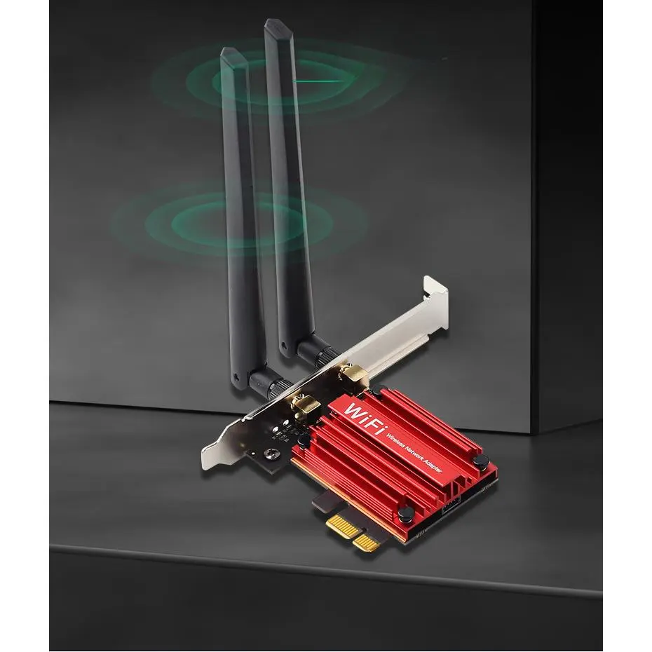 AC1200 Dual Band PCIe WiFi Adapter for Desktop PC, 1200Mbps on 2.4GHz and 5GHz PCI-E Network Card, Compact Design, 8dbi Standard/10dbi Upgrade/12dbi Powerful Antennas, Easy Installation, Linux Compatible, Magnetic Extension Kits