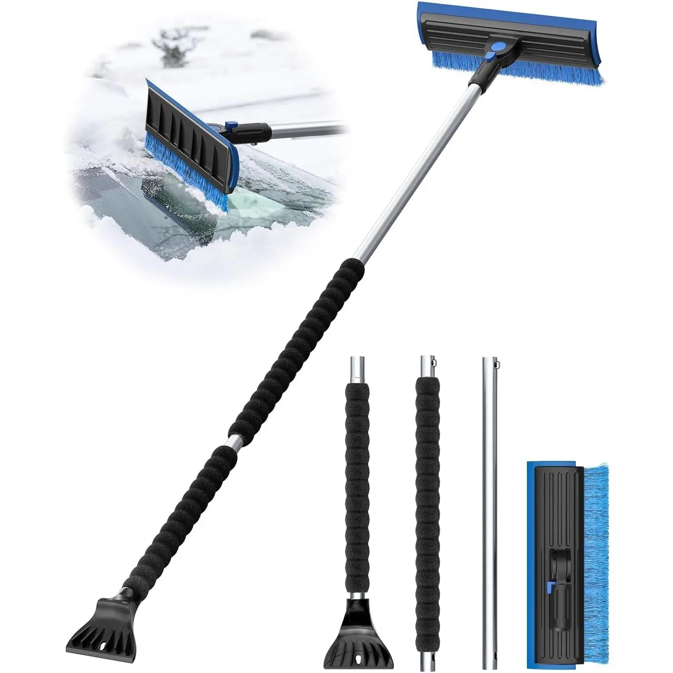 55.7" Snow Brush and Ice Scrapers for Car Windshield, Blue