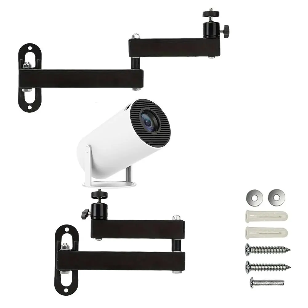 Adjustable Projector Stand, Wall-Mounted Folding PTZ Bracket, Suitable for TV, VCR and Home Theater, Durable Iron Construction, Foldable, Adjustable Holder