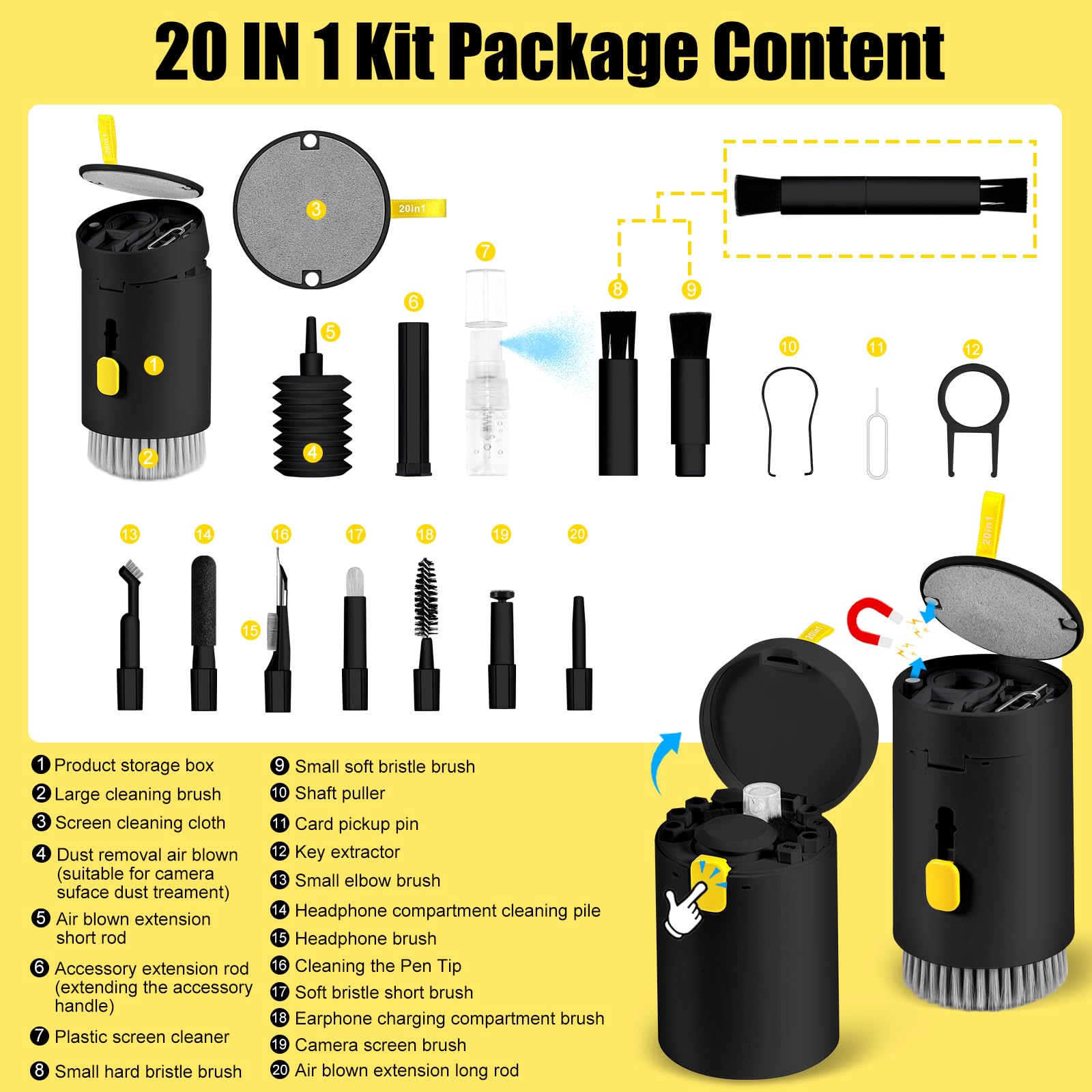 Multifunctional Cleaning Kit for Phone, AirPod, Camera, Multi-Tool Cleaning Kit, Portable Design Electronic Devices Cleaning Kit, Camera Care Accessories for Cleaning Phone Holes, Camera Cleaner