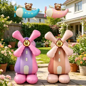 6-Piece Farm Windmill Bear Airplane Aluminum Foil Balloon Set, Large 55-Inch Balloons, Party Decor, Holiday Decoration