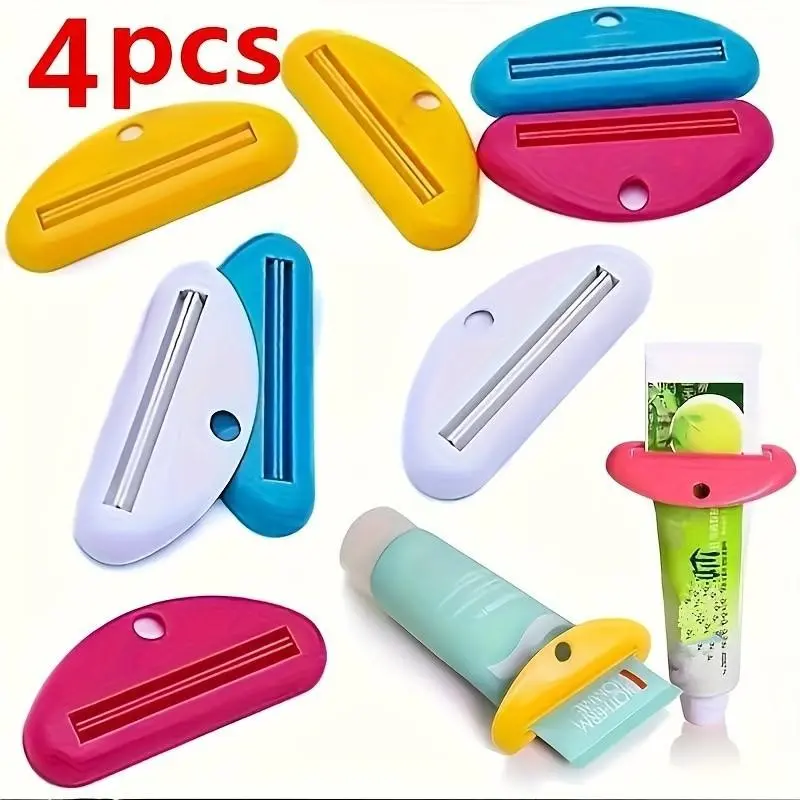 4-Pack Lightweight Manual Oral Toothpaste Dispenser, No Power Needed, Ideal Bathroom Storage, Easy-To-Use Toothpaste Squeezer