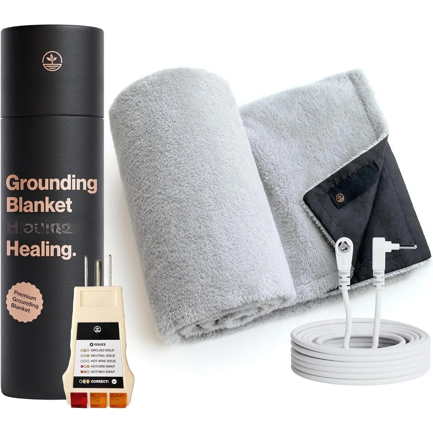 Grounding Blanket for Bed - 5'x4' Soft Cozy Earth-Connected Fleece Throw Blanket with  Fiber for Relaxation