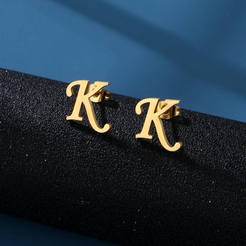 1 Pair Initials Earrings Stainless Steel 26 English Letters Personalized Letter Earrings for Men And Women Valentine'S Day Mother'S Day Thanksgiving Birthday Souvenirs