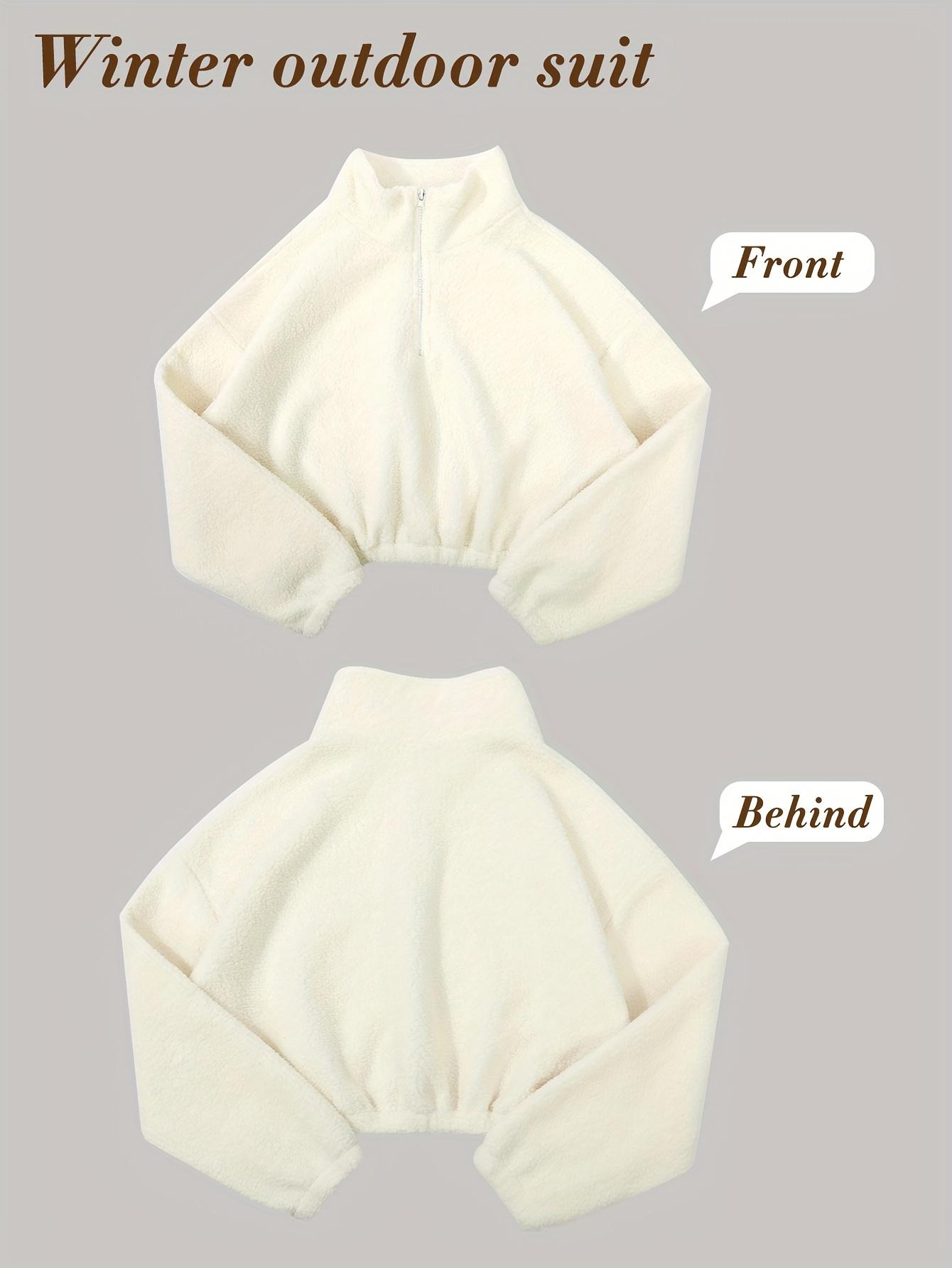 Amoyer 3-Piece Tracksuit Set for Women, fleece-lined zip jacket + top + high-waist pants, cozy winter activewear for gym, running, travel