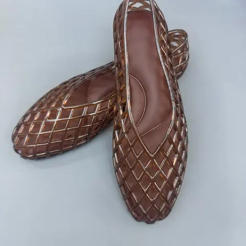New Crystal Jelly Shoes, European and American Fashion, Comfortable Flat Sandals, Casual Mesh Slippers, Women's Dress Pairing Footwear, Half Slipper Mules