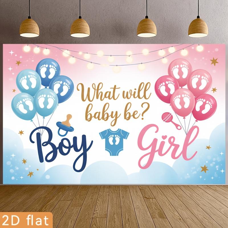2D Flat, Party Banners 2D Flat Banner, 1pc Polyester Backdrop Gender Reveal Announcement Banner with Pink Blue Color Scheme, for Party Decor Room, Club, Farm, Garden, Home, No Electricity, Easy to Hang Gift f