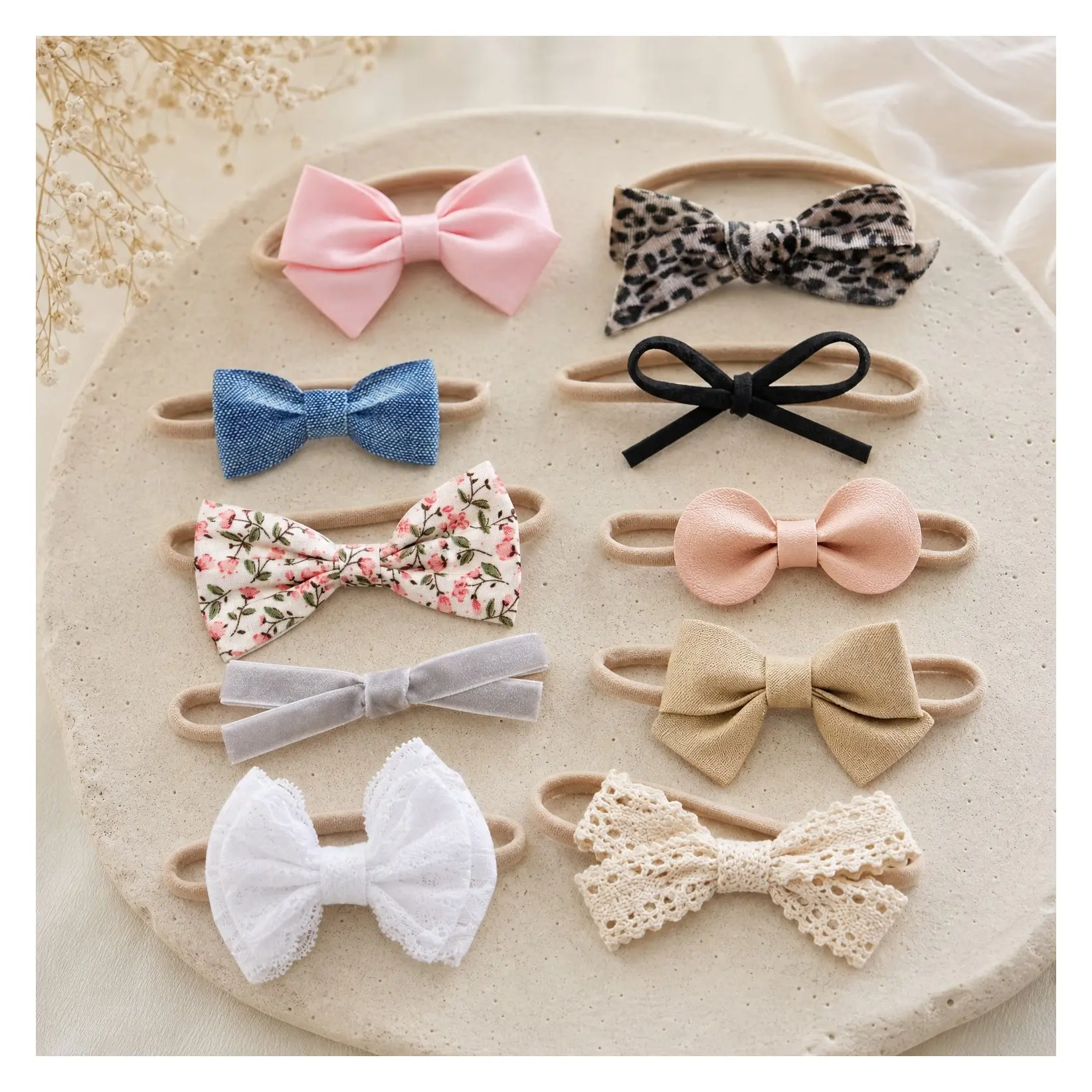 Baby Girl Nylon Headbands and Bows - Newborn Infant Toddler Hairbands Hair AccessoriesGift