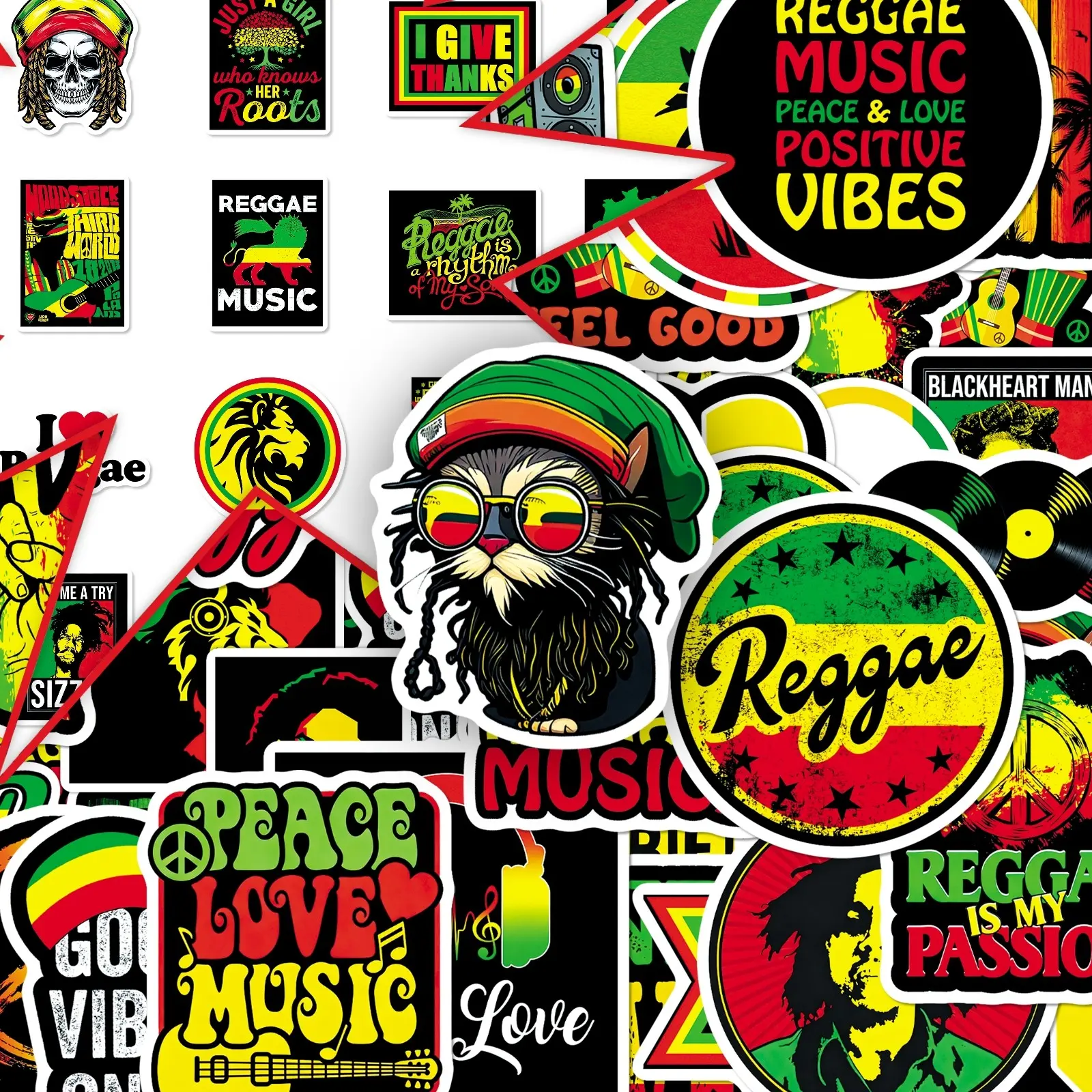 50 Sheets of Reggae Music Cool & Artistic DIY Decorative Stickers for Journaling and Card Decoration