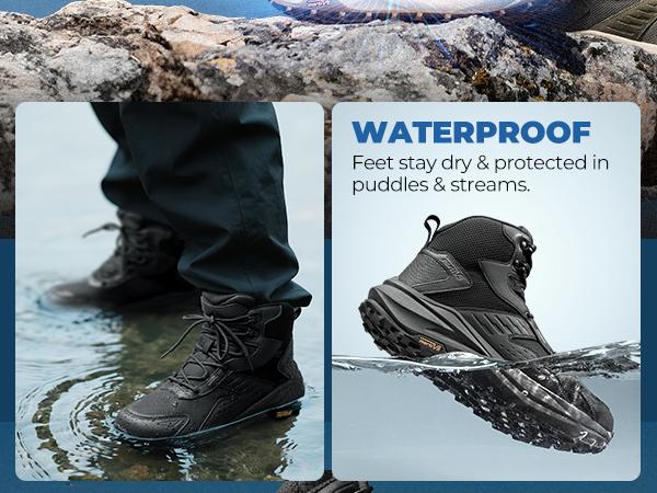 NORTIV 8 Men's Wide Toe Box Hiking Boots Waterproof Outdoor Trekking Camping Shoes for Plantar Fasciitis Bunion with Durable Craftsmanship & Comfortable EVA Midsole 5mm Heel-To-Toe-Drop