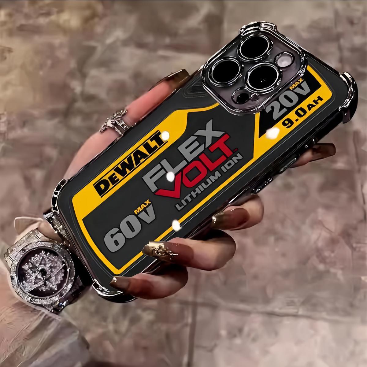 Personalized and minimalist industrial style hardcore phone Suitable for iPhone 16/15/14/13/12/11 Pro Max Plus electroplated anti drop soft phone 015 Screen Protector Protection  Smartphone   Protective luxury phone Black dewalt tough phone case