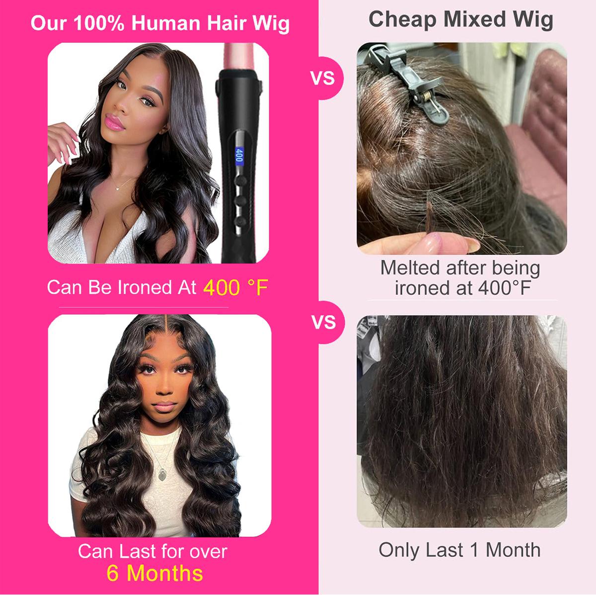 Bling Hair Body Wave 5x5 HD Lace Ready to Go Glueless Wigs Human Hair Easy Wear Pre Plucked Pre Cut Pre Bleached 6x4 Lace Closure Wigs 180% Density Long Wavy for Black Women Natural Color with Baby Hair For Black Women
