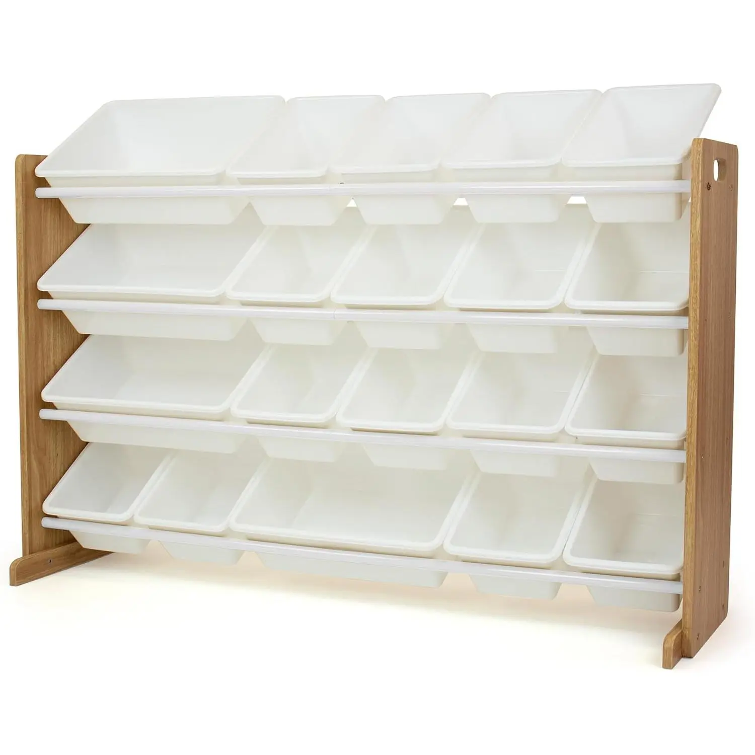 Toy Storage Organizer with 20 Removable Storage Bins for Kids Playroom, 4-Tier Toddler Toy Organization and Storage, Natural/White