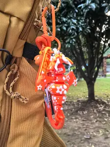 Dinosaur-Themed Keychain with Cherry Blossom Dragon Design, Multi-Joint Adjustable, Nylon Strap, Ideal Gift for Adults