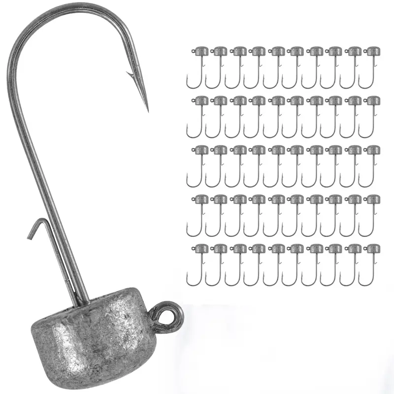 50pcs Ned Rig Jig Hook Kits Mushroom Jig Heads Hook for Soft Lures Bass Crappie Trout, Fishing Jig Hooks 3/32oz 1/8oz 3/16oz 1/4oz