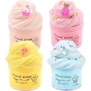 4 Pack Cloud Slime Kit, Soft and Non-Sticky Stress Relief Toy for Girls Boys Education, Party Gift and Birthday Gift, Kid Fun Toys