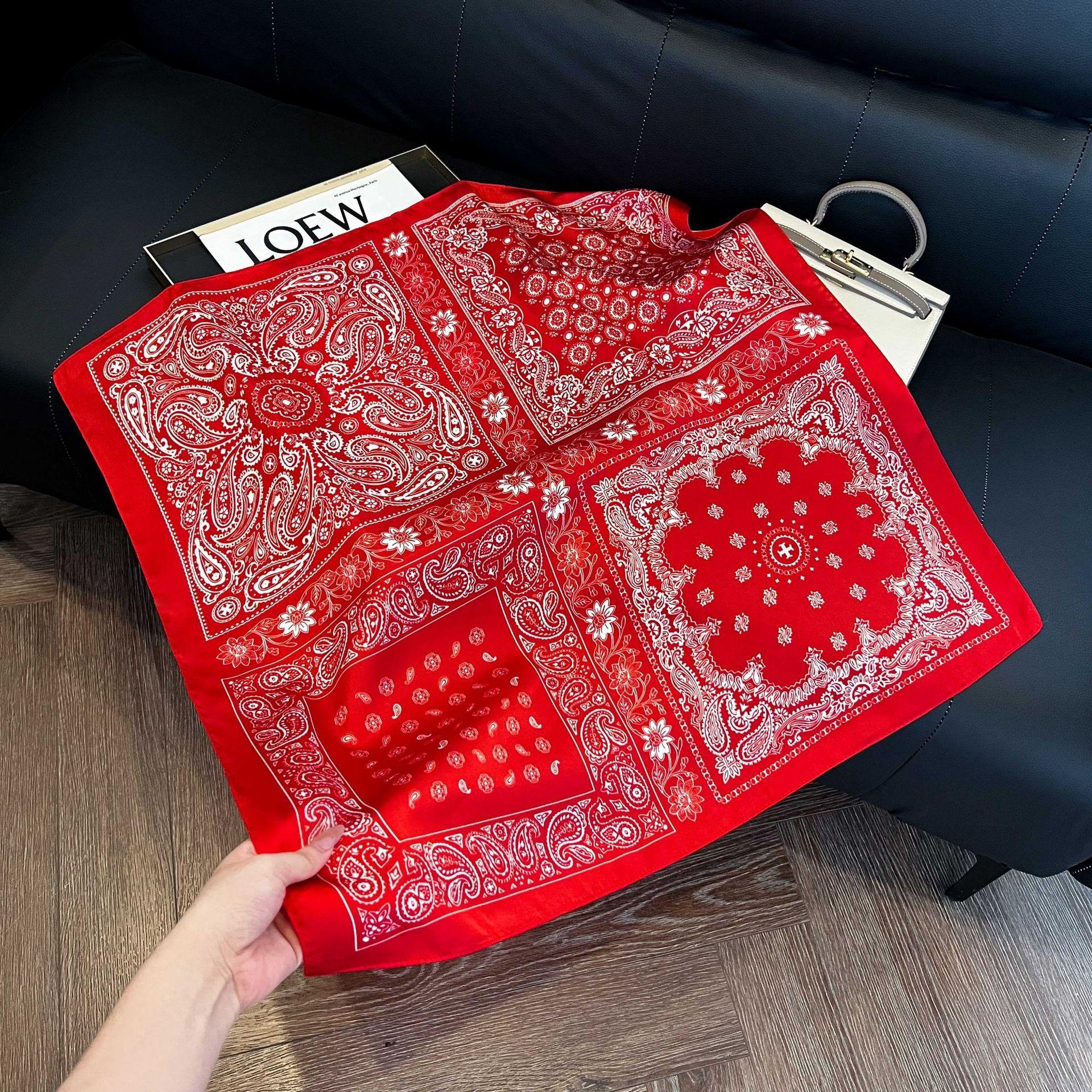 Summer Headscarf 70x70 Scarf Hairband Bowknot Autumn Fashion Winter Versatile Square Towel Printed Ultra-Thin Breathable Sun Protection