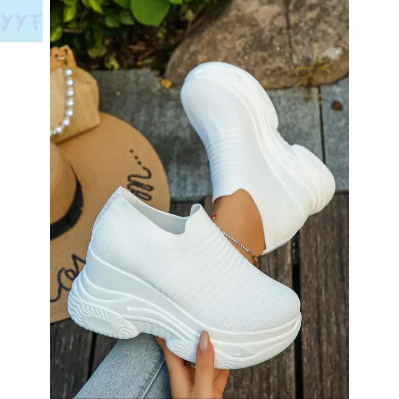 YYT1 New Thick Sole Height Increasing-On Shoes Women, Breathable Mesh Platform Lazy Shoes, Versatile Casual One-Step Sneakers, Walking Shoes, Trainer, Minimalist Trainer
