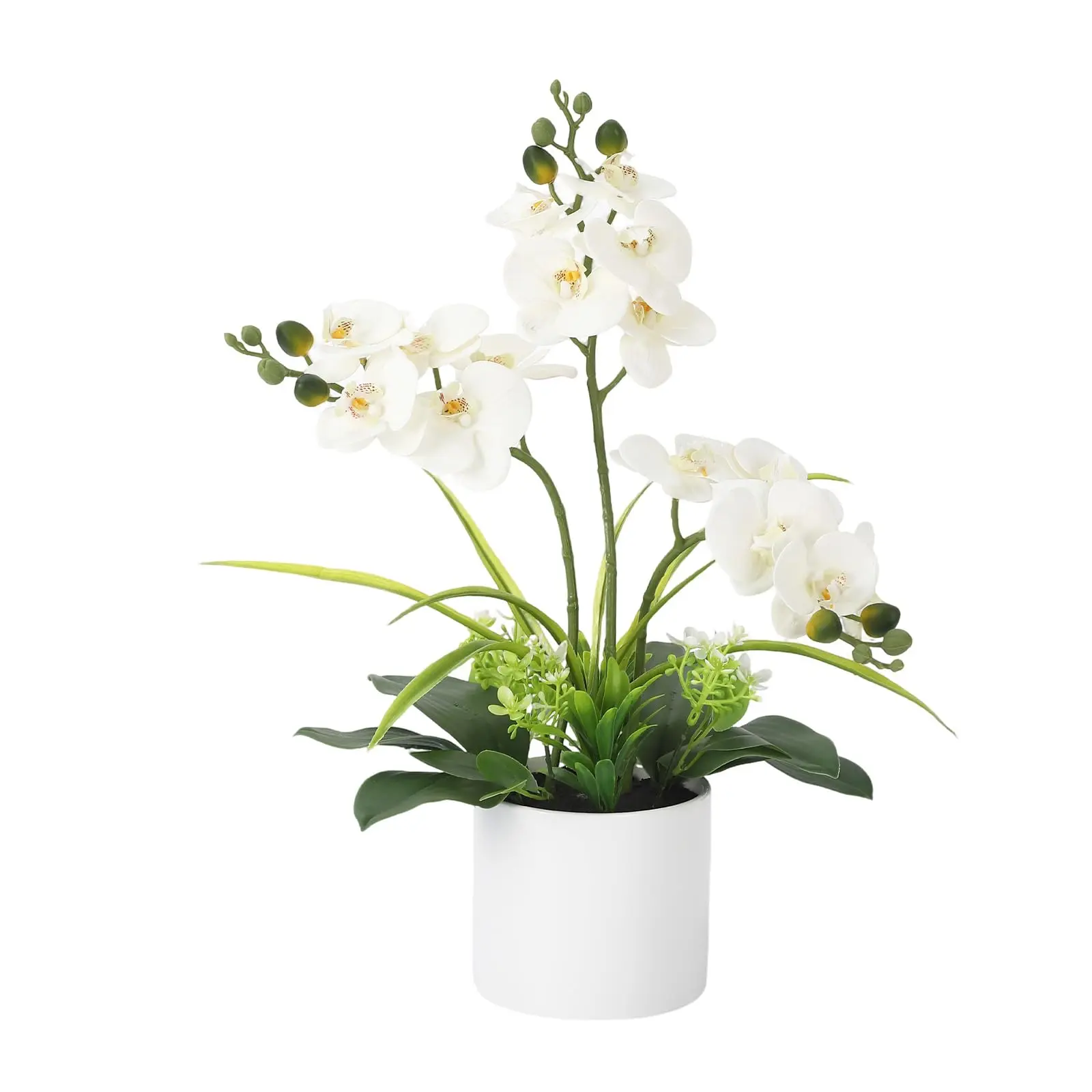 Garvee Real Touch Phalaenopsis Orchid in Pot with Vase Artificial Flowers for Table Centerpieces Large Faux Orchids for Indoor Home Office Desk Decor Set of 3 White Green Purple Yellow