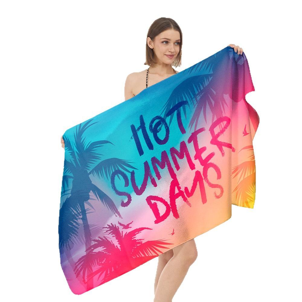 Quick-drying printed beach towel Adult microfiber seaside sunscreen absorbent towel Outdoor swimming bath towel