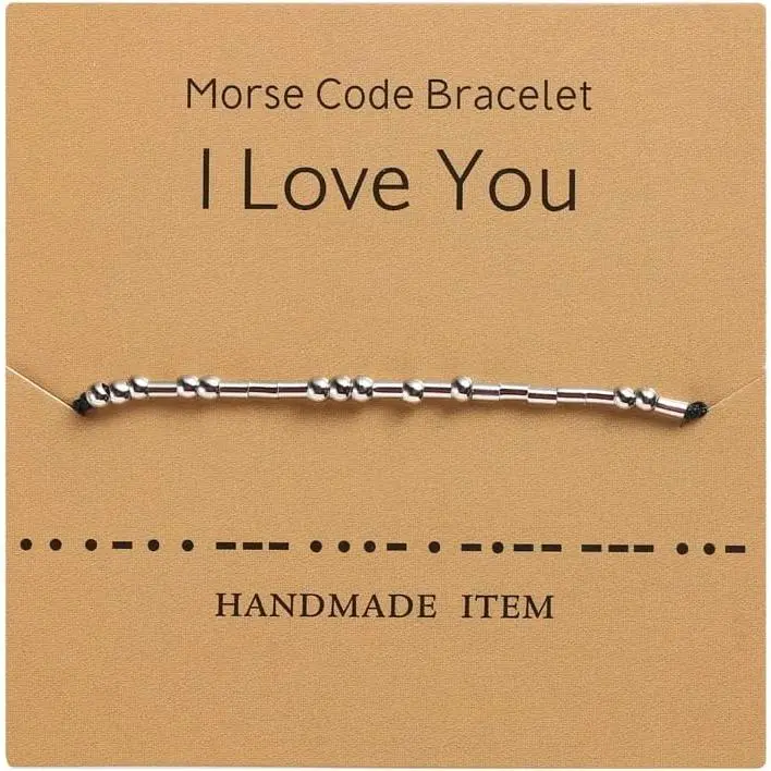 Morse Code Bracelets for Women,Morse Code Bracelets with Adjustable String,Inspirational Gifts for Women Girls
