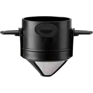 Pour Over Coffee Maker,Portable Stainless Steel Reusable Coffee Filter, Mini Collapsible Paperless Single Serve 1 Cup Coffee Dripper Cup Easy To Clean For Travel Camping