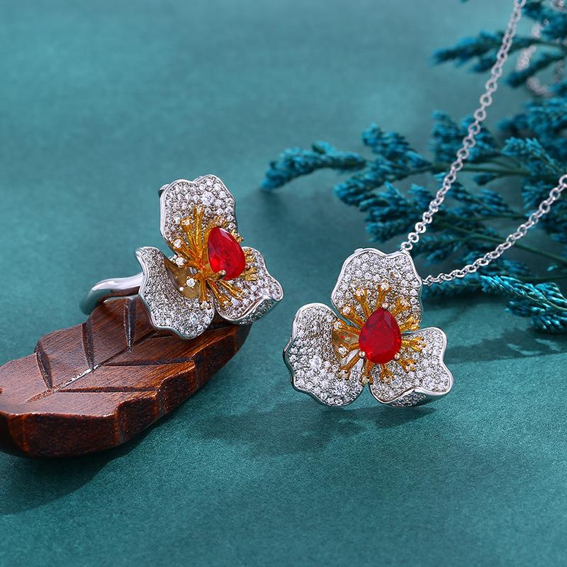 Ring pendant dual-purpose, inlaid with zircon, women's ring, exquisite foreign trade styles, jewelry, full stone models.