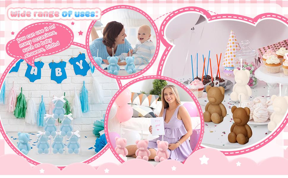 30 Pcs Baby Shower Favors Bear Candles Favors with Handmade Mini 30 Boxes Bear Shaped Candles Bulk for Baby Shower Boys Girls Wedding Gender Reveal Party Guest