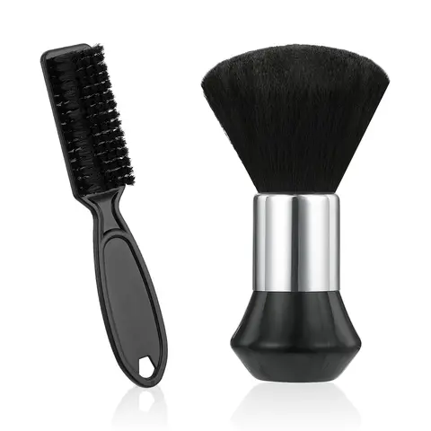 2-Pcs ABS+Fiber Barber Hair Brush Beauty Products, Soft Bristles Cleansing Neck Face Duster, Fast Hair Residue Removal Post-Cuts, Travel Size Compact Carry Accessory for Daily & Home Use