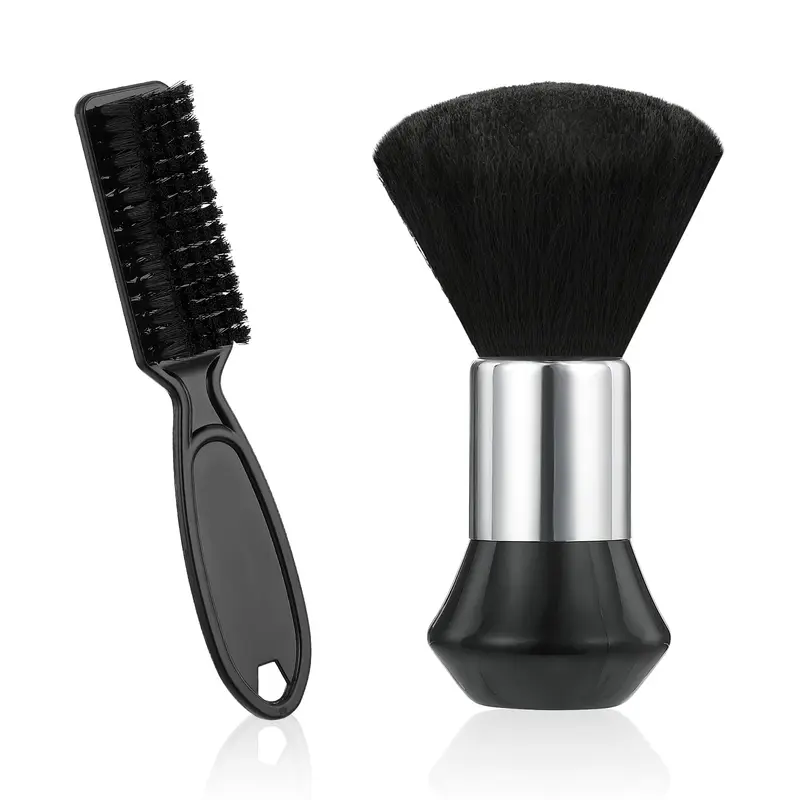 2-Pcs ABS+Fiber Barber Hair Brush Beauty Products, Soft Bristles Cleansing Neck Face Duster, Fast Hair Residue Removal Post-Cuts, Travel Size Compact Carry Accessory for Daily & Home Use
